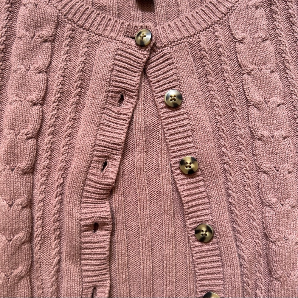 Wild Fable Button Down Long Sleeve Sweater Cropped Dusty Rose M - Picture 3 of 4